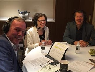 Brian Beitler (right) joins co-hosts Bill Thorne (left) and Jessica Hibbard (center).